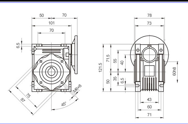 New design housing RV025 to 090 small worm reducer forward reverse gear box for AC motor