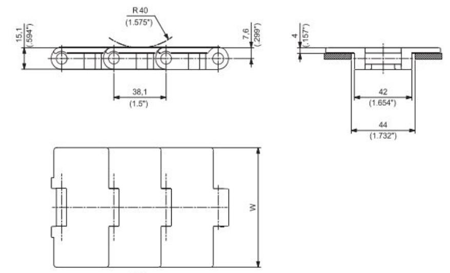 SP84 Single Hinge Straight Chain Plate Sideflex Run Single Hinge Plastic Chain