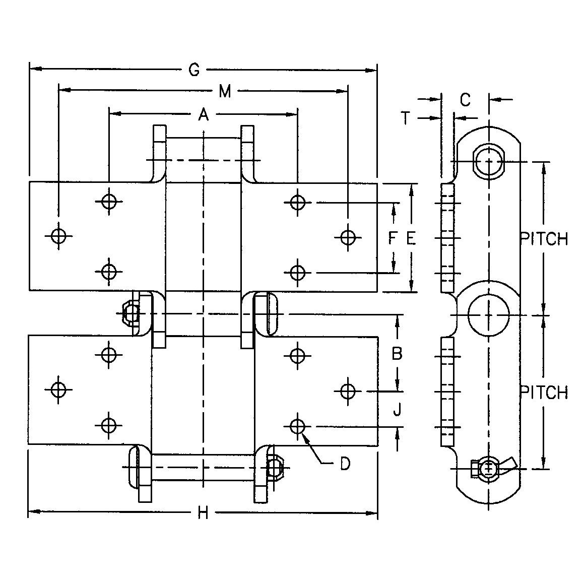 SS188-K1/K2 SS856-K3 SS150-K3 SS956-K6 SS Class Bushed Steel Chain With K3 K6 Attachment