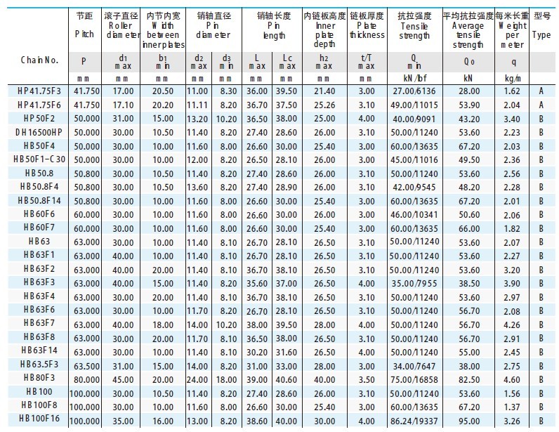 Hollow Pin Conveyor Chains HP41.75F3 HP50F2 HB50.8 HP41.75F6 HB50F1-C30 HB60F6 HB60F7 HB63F14 HB80F3 HB63 HB63F1 HB63F2 HB63F3
