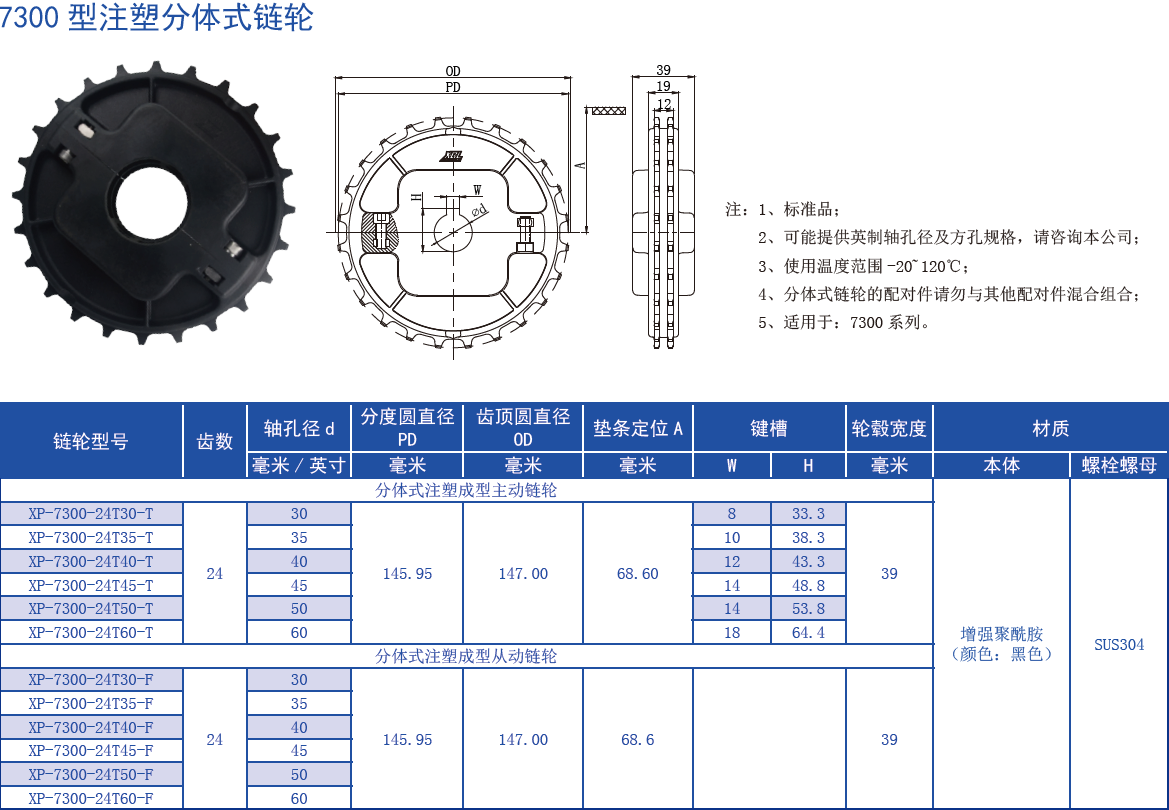 7300 Series 19.05mm Pitch Flat Top Straight Chain Plastic Chain for Sale