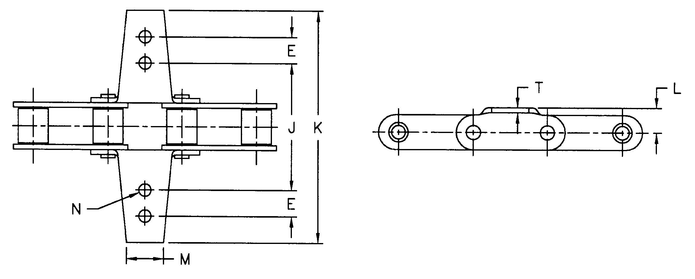 CA550K1 CA620K1 CA620K1S Agricultural Steel Conveyor CA550 Roller Chains With K1 K1S Attachment