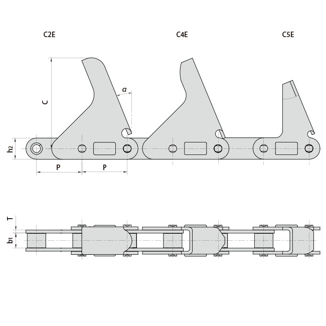 CA2060H-C2E CA2060H-C4E CA2060H-C5E Agricultural Steel Conveyor CA2060h Roller Chains With Attachment