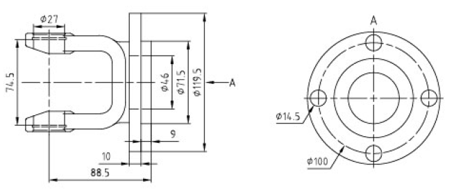 4019 Agricultural PTO Shaft Part Yoke Agriculture Industrial Flange Yoke
