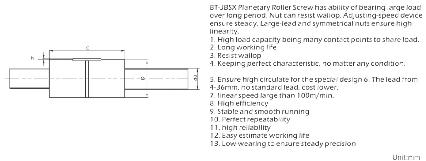 Special Design Widely Used BT-GZXS Series Planetary Roller Ball Screw