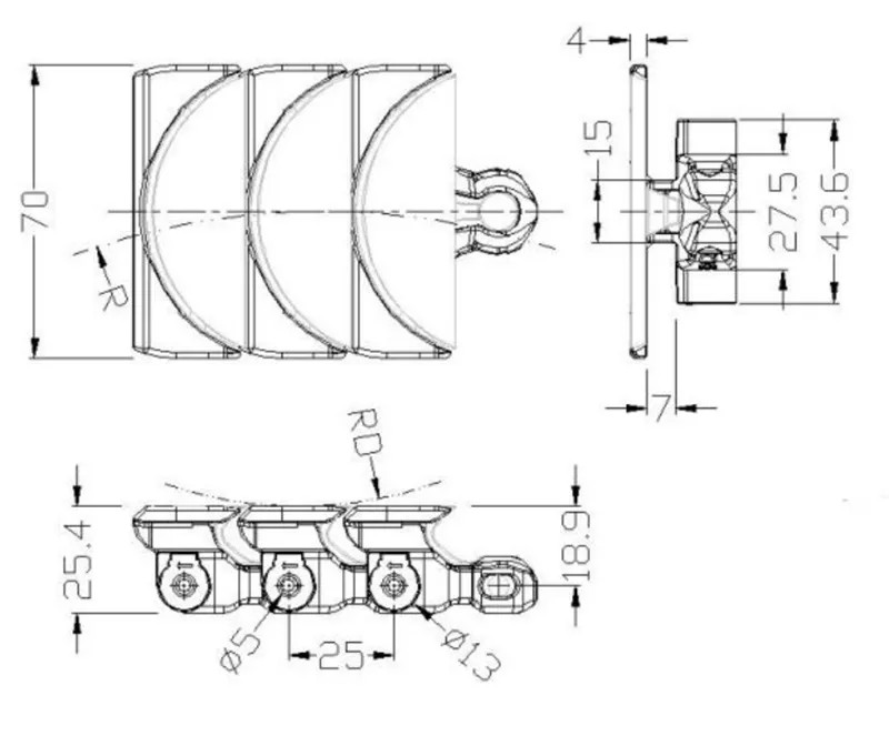 Multi plastic chain conveyor flex Chain with Pushers Plastic Chain Table Top Slat substitute conveyor