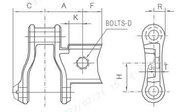 477 483 488 4103 Class Pintle Chain With A22 Attachment