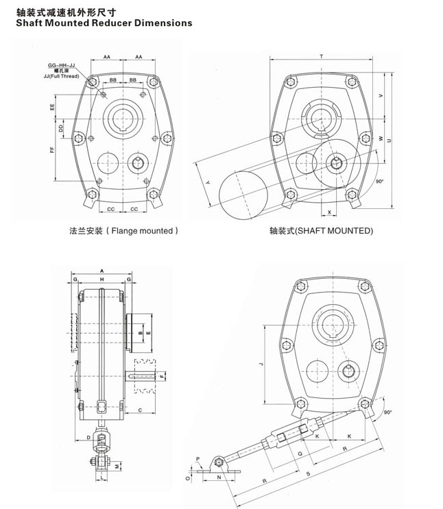 SMR Series Shaft Mounted Gearbox Reducer with Torque Arm and Backstop