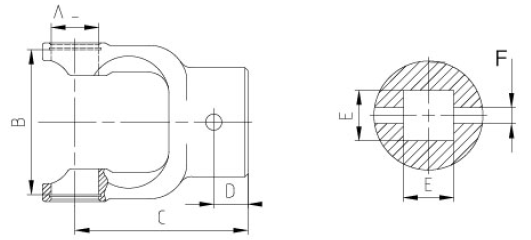 6318/6418/6518/6818/7018/7318/8018 Agricultural PTO Shaft Part Agriculture Industrial square Yoke with Pin Hole