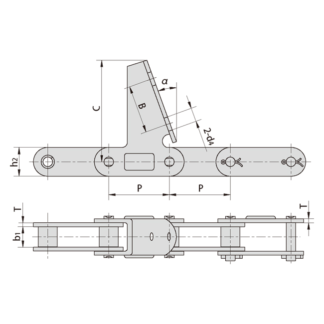 CA2060H-7AUE CA550-CPEF1 CA414-CPEF1 CA2060H-CPEF2 Agricultural Steel Conveyor CA2060H Roller Chains With Cpe Attachment