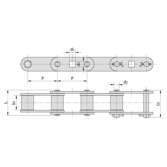 OEM CA550GKF2 Agricultural Steel Conveyor CA550 Roller Chains With Attachment