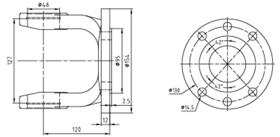 9019 Agricultural PTO Shaft Part Yoke Agriculture Industrial Flange Yoke