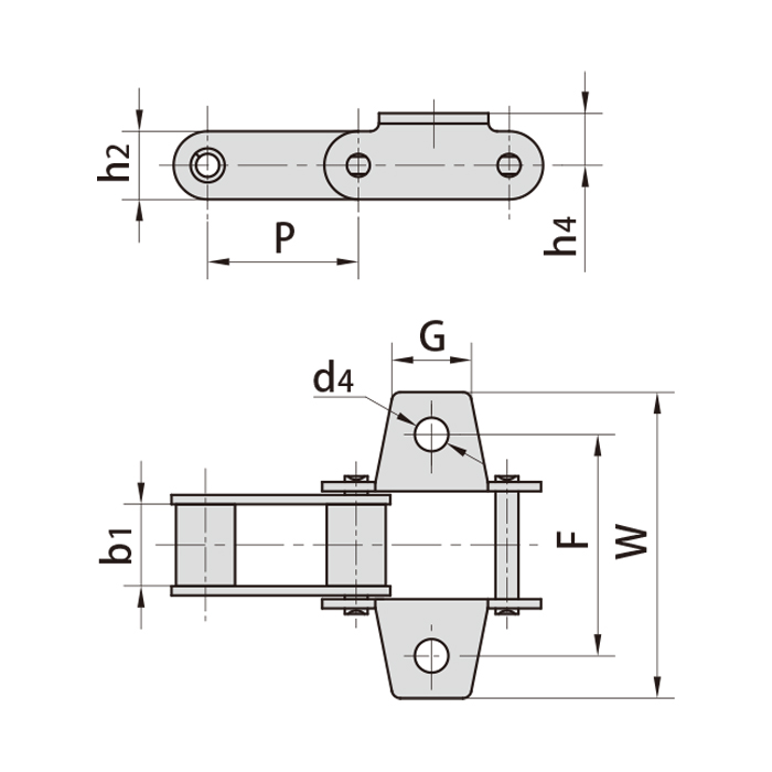 S Type S52F1 S55VK1F2 S52F13K1 Steel Agricultural S52 Conveyor Roller Chain With F1 Attactment