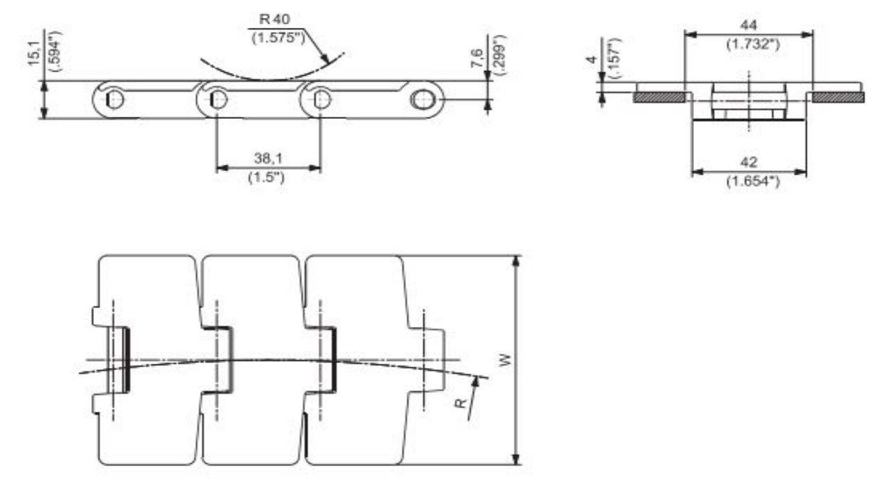 880 Single Hinge Magnetic Turning Chain Plate Plastic Chain Engineering Plastic Sideflex Run Single Chain
