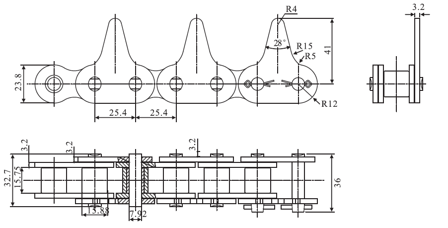 Customized Stainless Steel Sharp Top Conveyor Chain and Sprockets in Steel