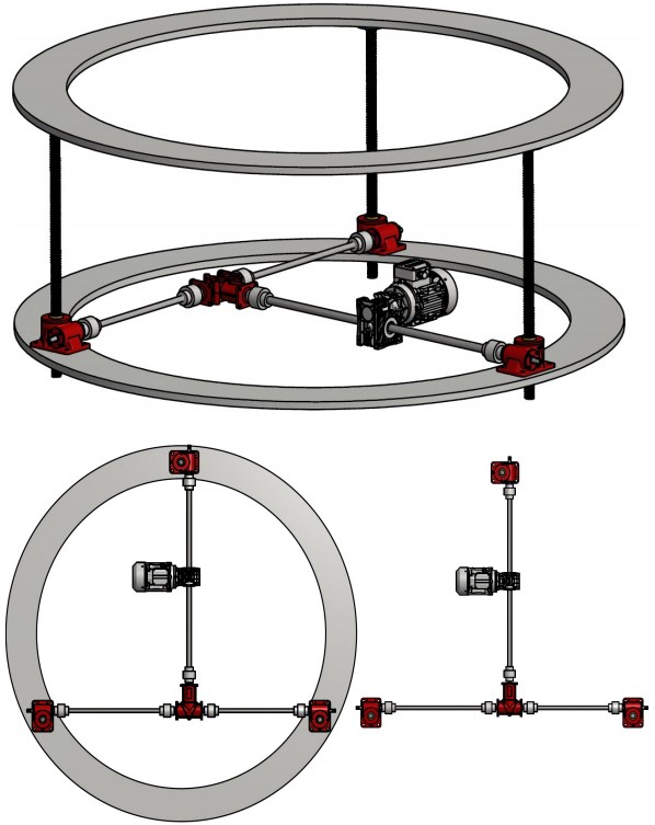 PG30-P4-F4-T-C-Y-500 Bronze Nut Low Gear Ratio Travelling Ball Nut Screw Jack for Automotive and Industry