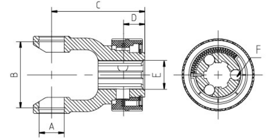 6806/7006 Agricultural PTO Shaft Part Agriculture Industrial Yoke Splined Yoke Handwheel With Ball Attachment