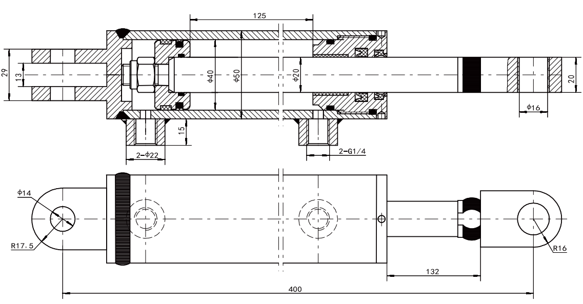HCYY11112004 Good Quality Professional Factory 2.8kg Aerial Work Vehicles Steering Hydraulic Cylinder for Sale