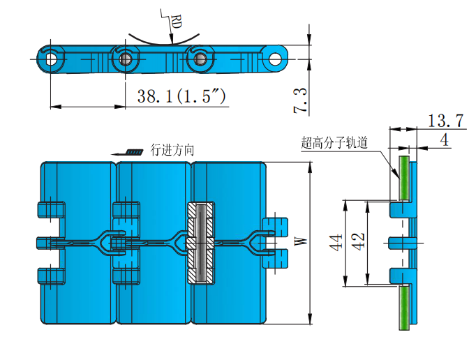 820 Series Flat Straight Chain Plastic Chain for sale
