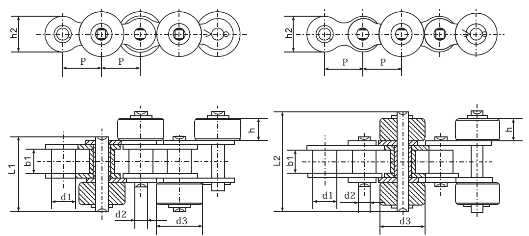 SSSR50 Stainless Steel Short Pitch Roller Conveyor Chain with Side Mounted Large Roller and Sprockets in Steel