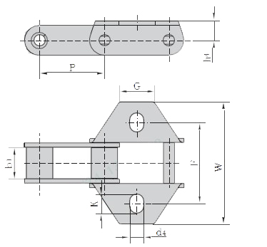 Factory Agriculture Chain CA557F2 Steel Conveyor Chains With F2 Attachments