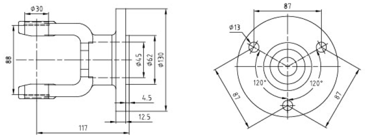 4719 Agricultural PTO Shaft Part Yoke Agriculture Industrial Flange Yoke