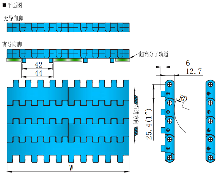 Low Price Guaranteed Quality 1005 Series 25.4mm Pitch Flat Top Chain Network Plastic Chain for Sale