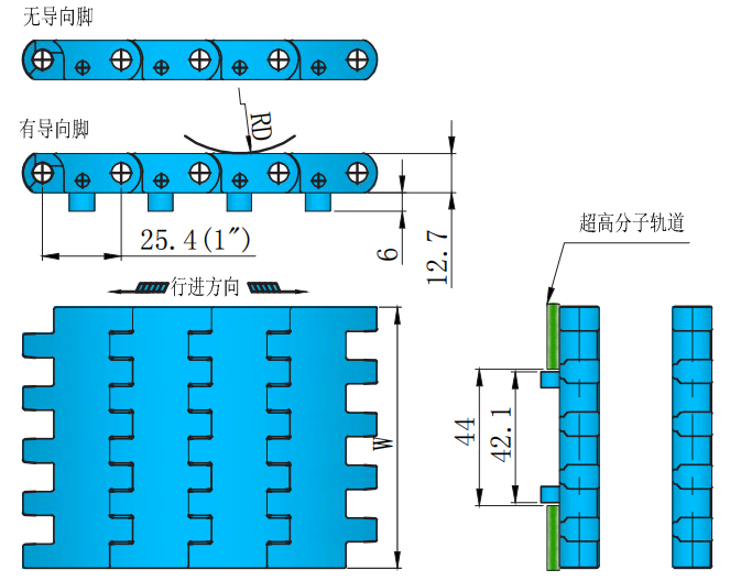 Professional Manufacture Cheap 1005 Series 25.4mm Pitch Flat Top Straight Chain Plastic Chain for Sale