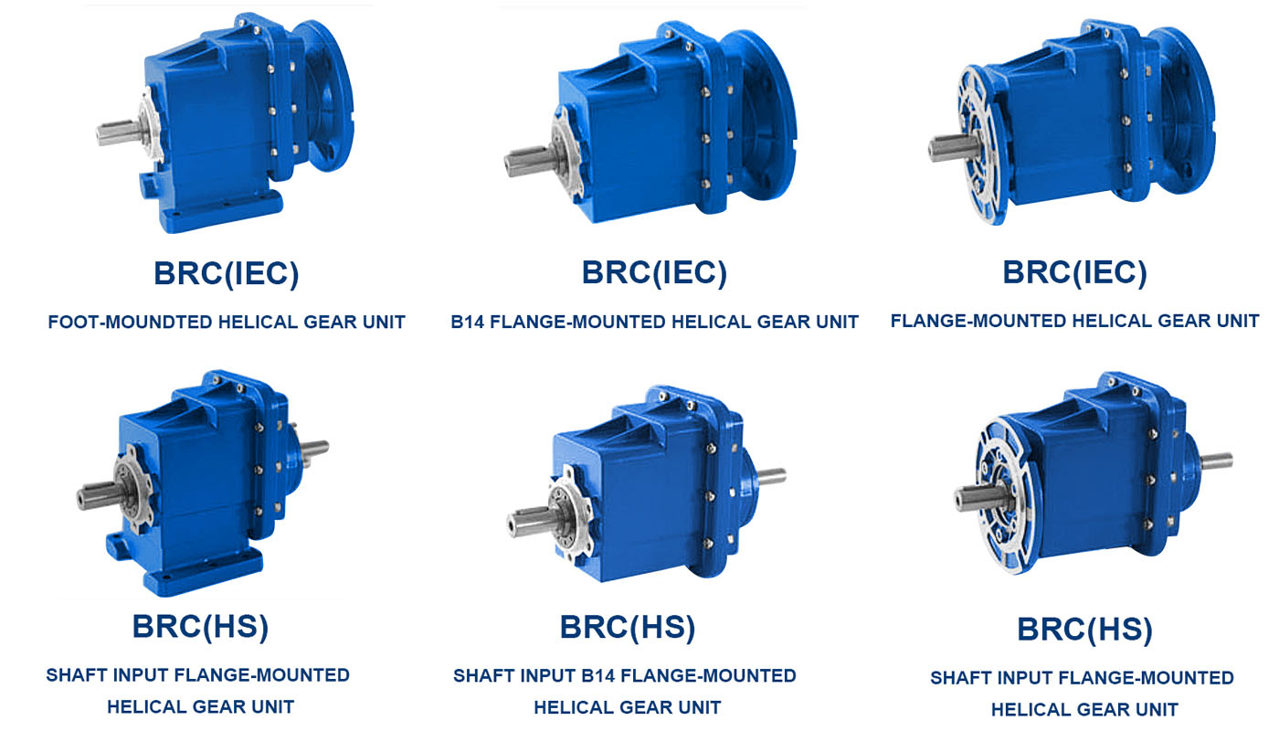 BRC IEC Series B14 Flange Mounted Aluminum Alloy Housing Helical Gear Unit Gear Reducer