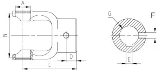 7013/7313/8013 Agricultural PTO Shaft Part Agriculture Industrial Plain Bore Keyway Yoke with Threaded Hole