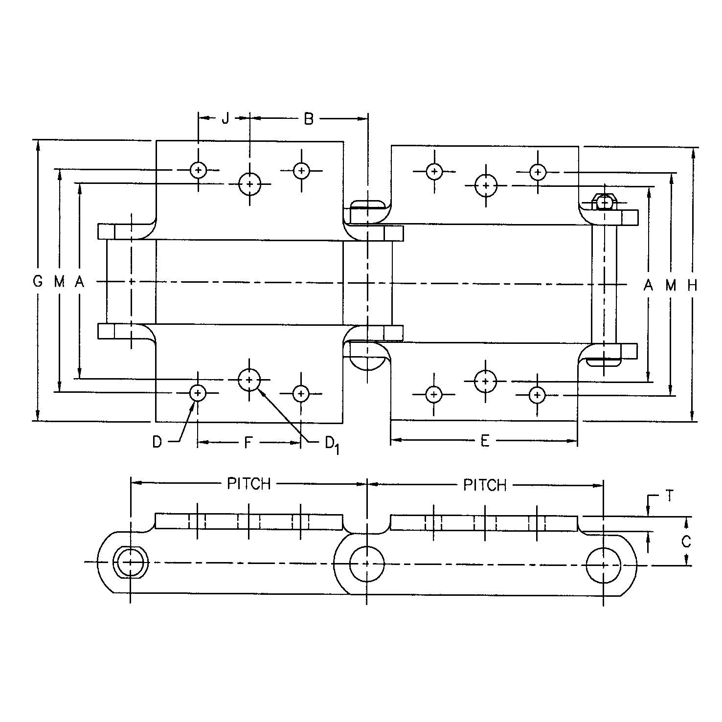 SS131-K1 SS131-K2 SS102B-K2 SS111-K2 SS110-K2 SS856-K2 SS150-K2 SS Class Bushed Steel chain with K1 K2 Attachment