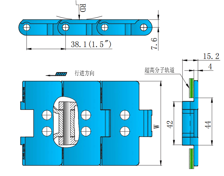 880 Series Vacuum Type Flat Top Straight Chain Plastic Chain for Sale