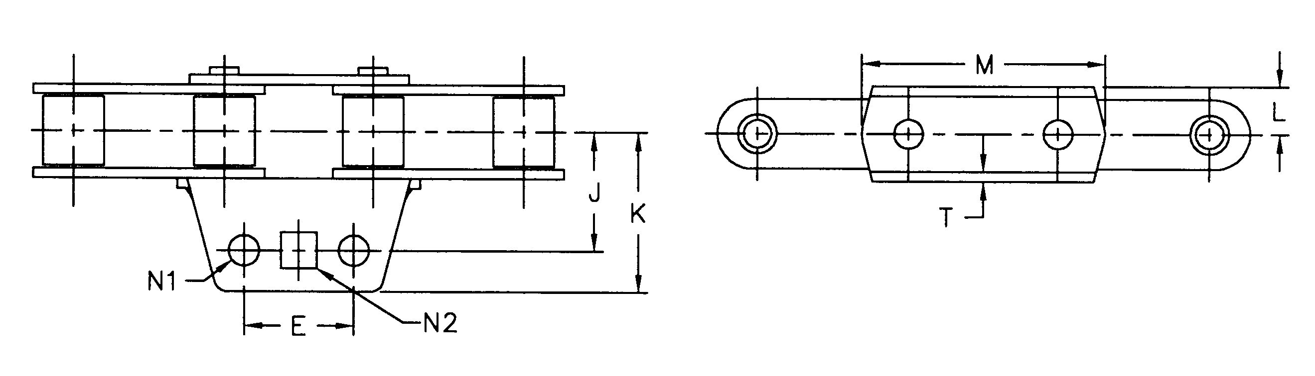CA557U16 Agricultural Steel Conveyor CA557 Roller Chains With U16 Attachment